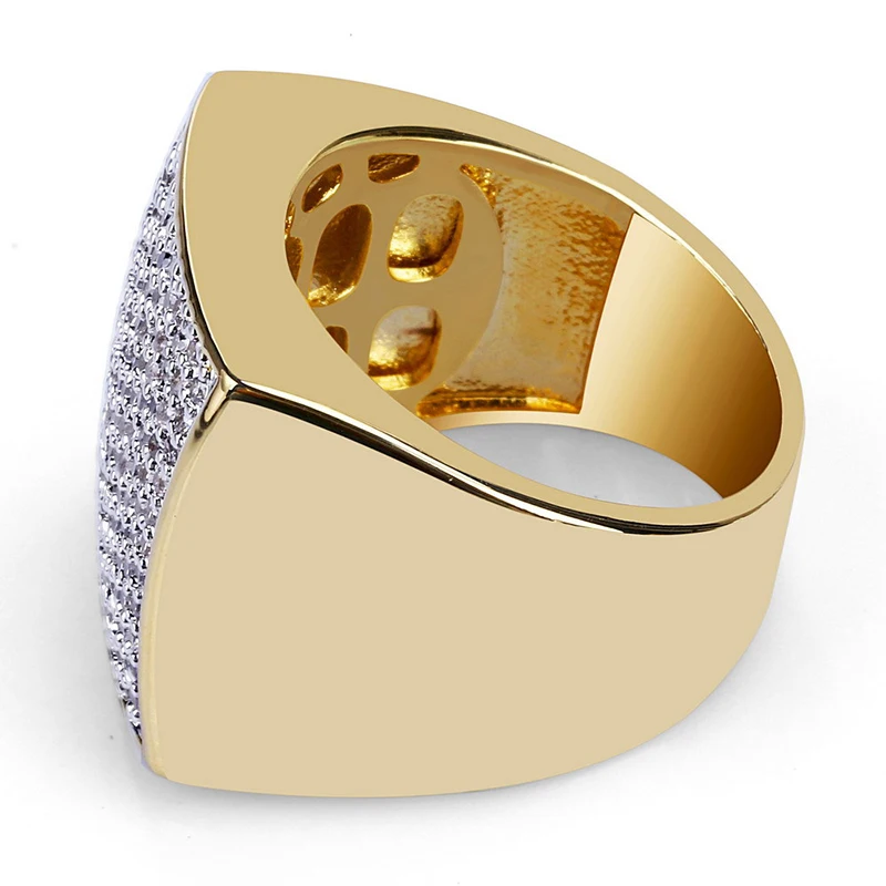 MISSFOX в стиле хип хоп с квадратным 18k золотые кольца Для мужчин Элитный бренд