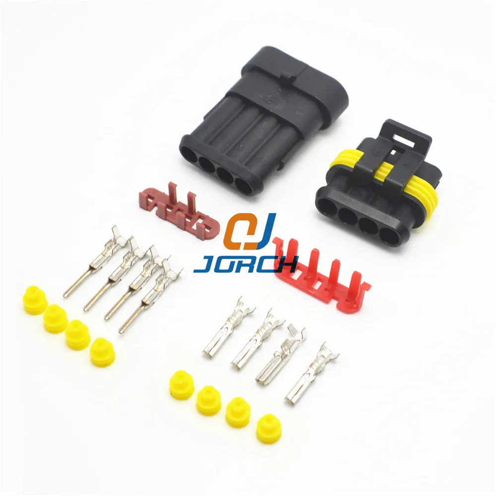 

4 Pin Way AMP Sealed Waterproof Electrical Wire Auto Connector Plug Set New Car Part Automotive connectors 282088-1 282106-1