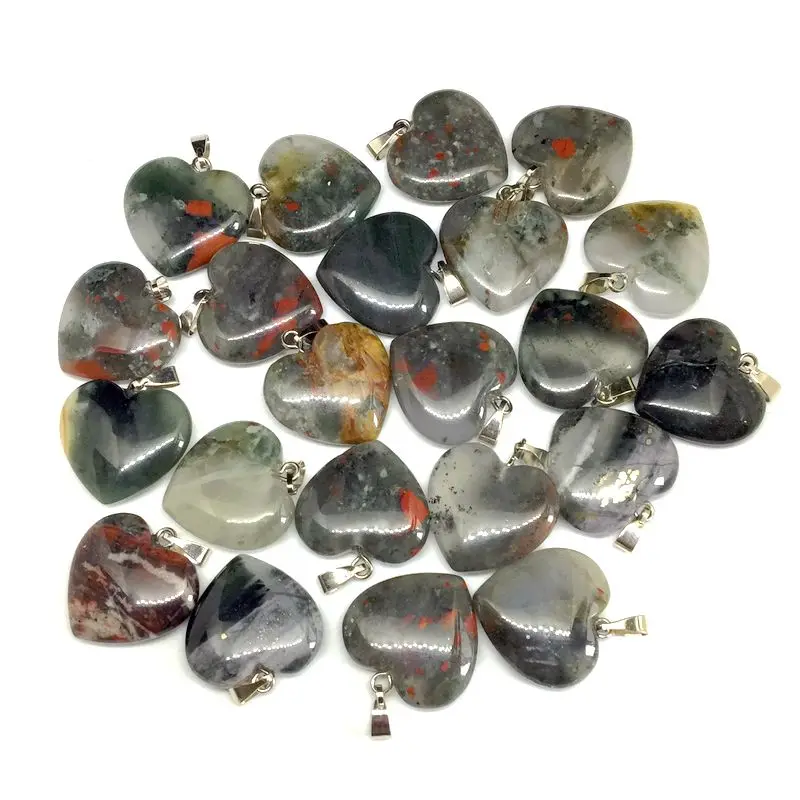 Оптовая продажа 20 цветов ожерелья с подвесками в форме сердца из камня Подвески