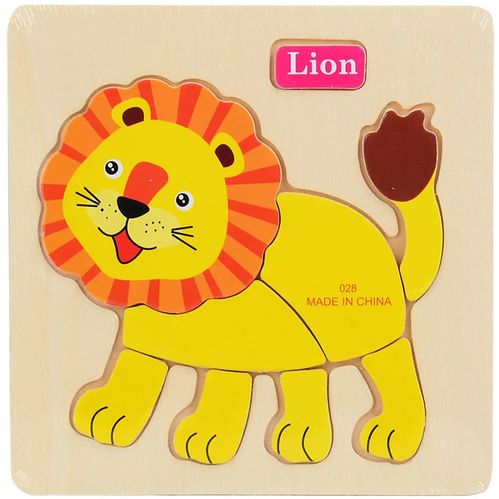 3D деревянные пазлы игрушки для детей Мультяшные с животными детские развивающие