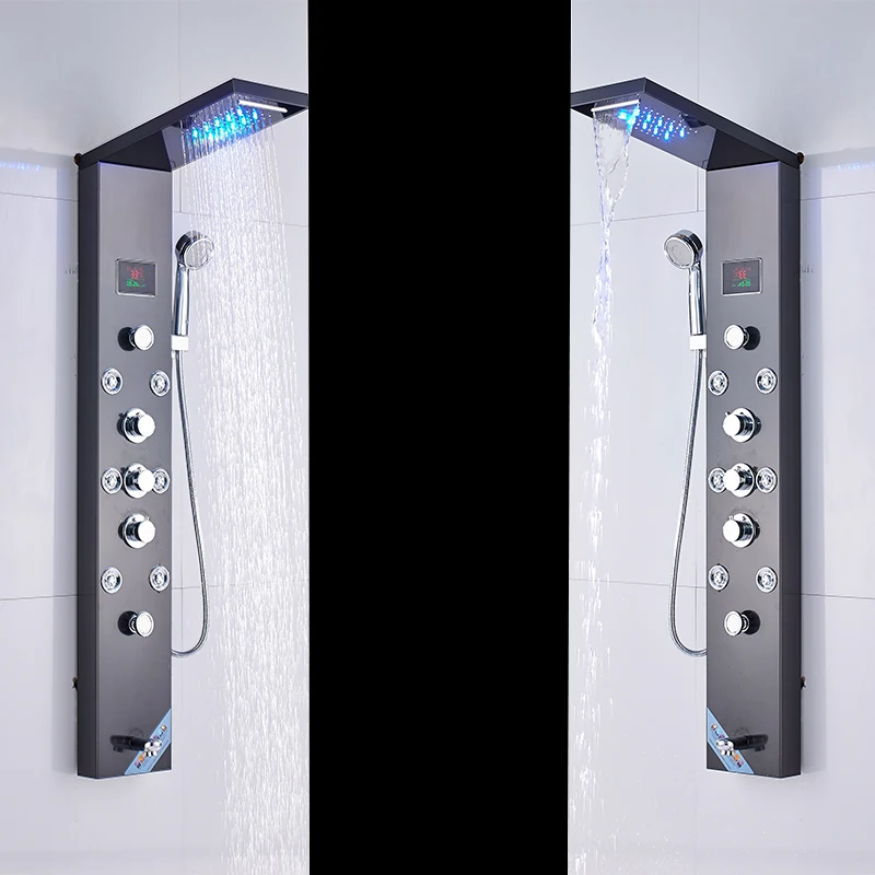 Quyanre смеситель для душа светодиодная душевая панель дождь водопад головка