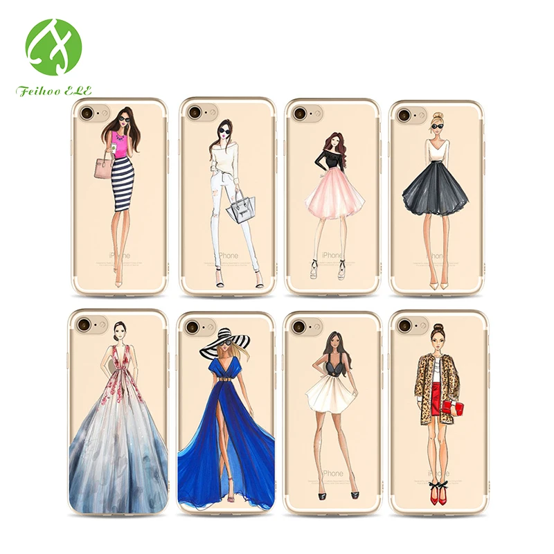 Feihoo ELE 50 шт./лот Оптовая телефона чехол для iPhone X 8 7 P 6S 6 красивые девушки серии