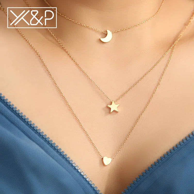 X & P модные розовые золотые серебряные ожерелья в форме сердца Подарки для женщин