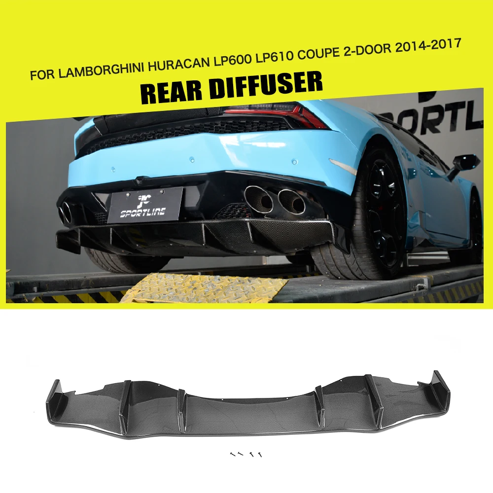 

Carbon Fiber / FRP Rear Diffuser Lip Spoiler Bumper Guard Case for Lamborghini Huracan LP600 LP610 Coupe 2 Door 14 - 17