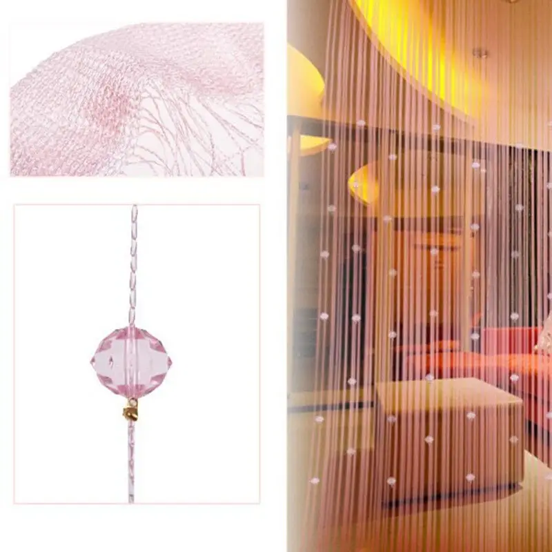 New Voile Romatic String Curtain With Beads Decor Tassels Fly Insect Door Screen Divider Window Panel Room Divider