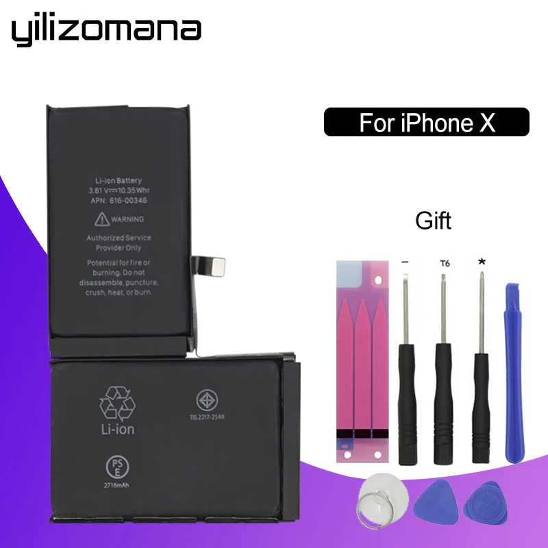 YILIZOMANA Оригинальный аккумулятор для мобильного телефона Apple iPhone X емкость 2716mAh