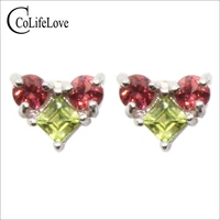 colife jewelry fashion silver gemstone earrings for young girl solid 925 silver peridot stud earrings natural gemstone earrings