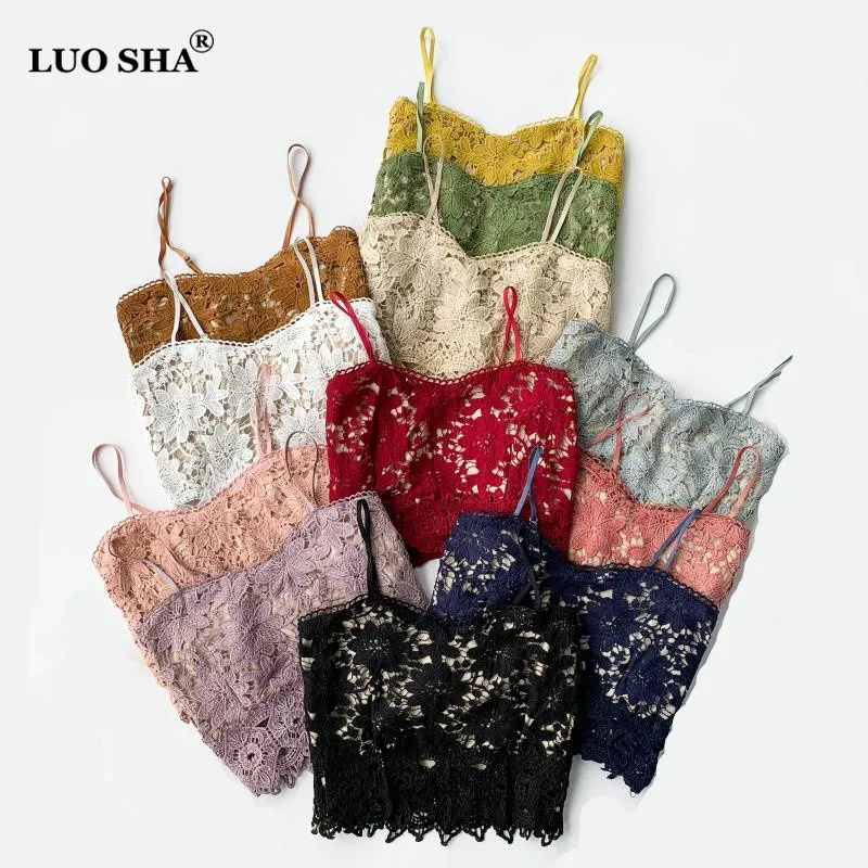 LUOSHA женские 2019 новые сексуальные открытые кружевные цветочные Camis обрезанный