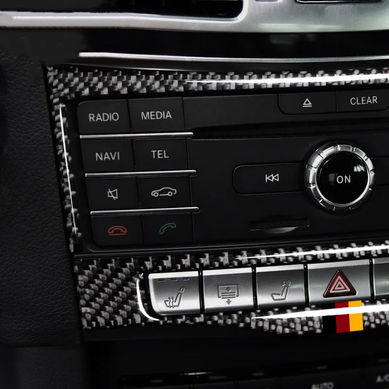 Car Center Console Air Conditioning CD Panel Decoration Sticker Trim For Mercedes Benz E Class W212 2014 15 Carbon Fiber Decals|Лепнина для