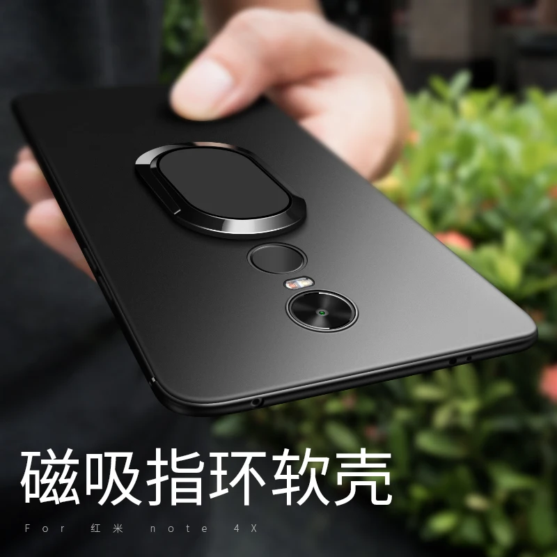 Мягкий ТПУ чехол для телефона для Xiaomi Redmi Note 4X чехол матовый чехол-держатель с кольцом для Xiaomi Redmi Note 4 3 7 7A принципиально чехол Капа Coque