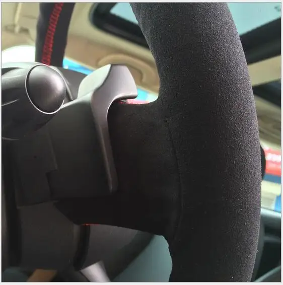 Черные сапоги из натуральной кожи ручной работы рулевого колеса автомобиля