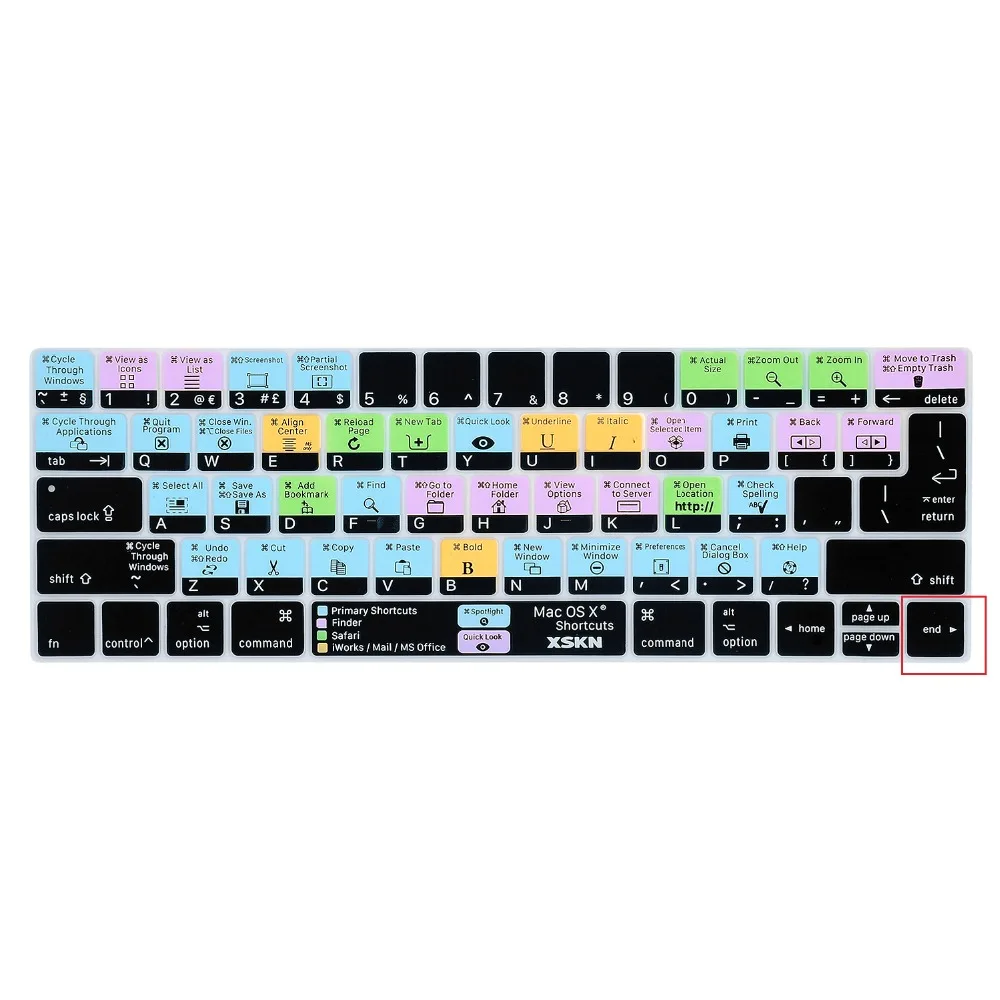 XSKN OS X ярлык клавиатуры Обложка кожи для Touchbar Macbook 13 15 дюймов A1706 A1707( выпуска), бесплатный подарок Сенсорная панель наклейка