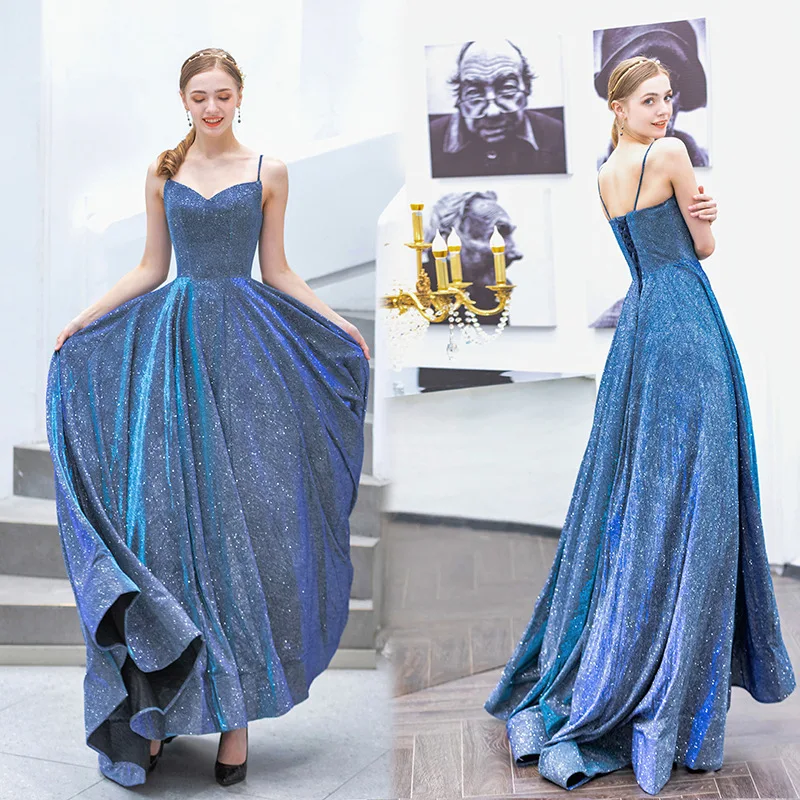 

wedding dress dazzling haze blue Bride Wedding Toast birthday party evening dress