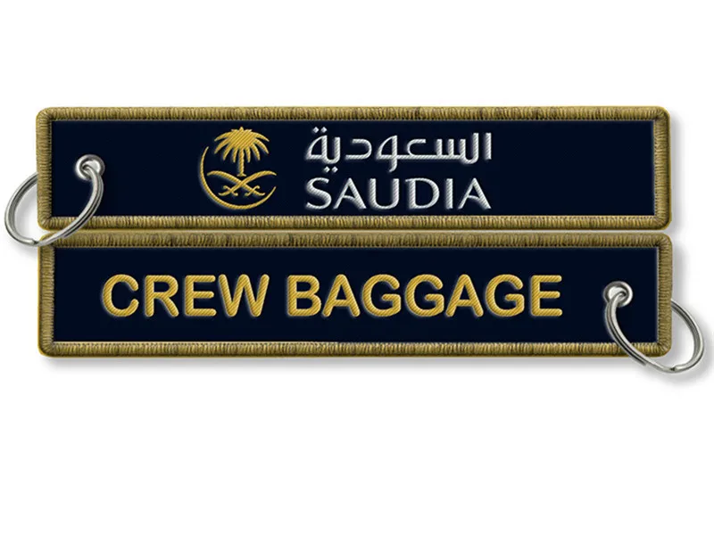 Saudia Airlines Crew Baggage Tag пользовательский логотип вышивка ткань брелок|airline crew|tagging