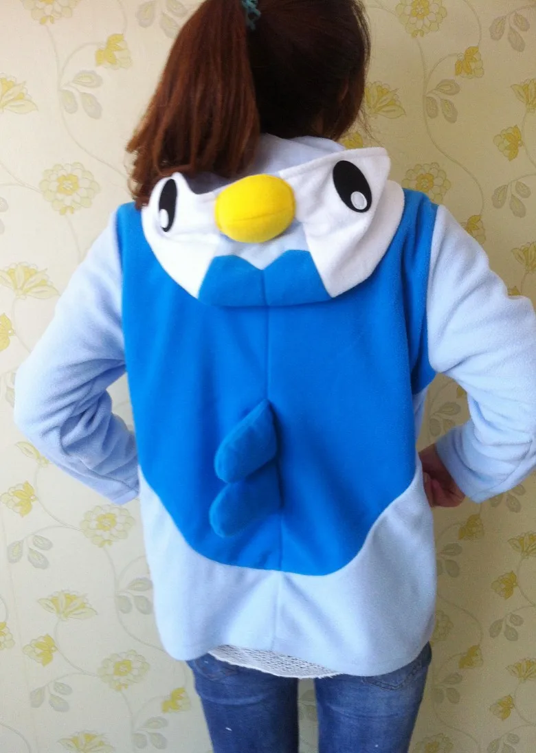 Аниме Покемон синий пингвин пиплип косплей с капюшоном пижамы Толстовка для