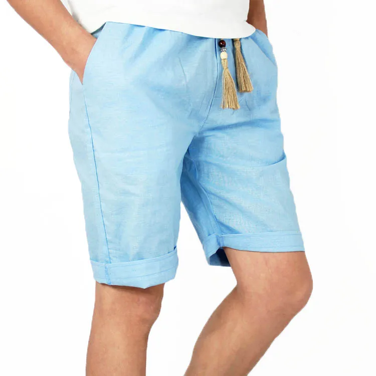 light blue Г. Летняя детская одежда шорты для мальчиков повседневные льняные хлопковые шорты для маленьких мальчиков, однотонные тонкие пляжные шорты для больших детей - Цвет: light blue