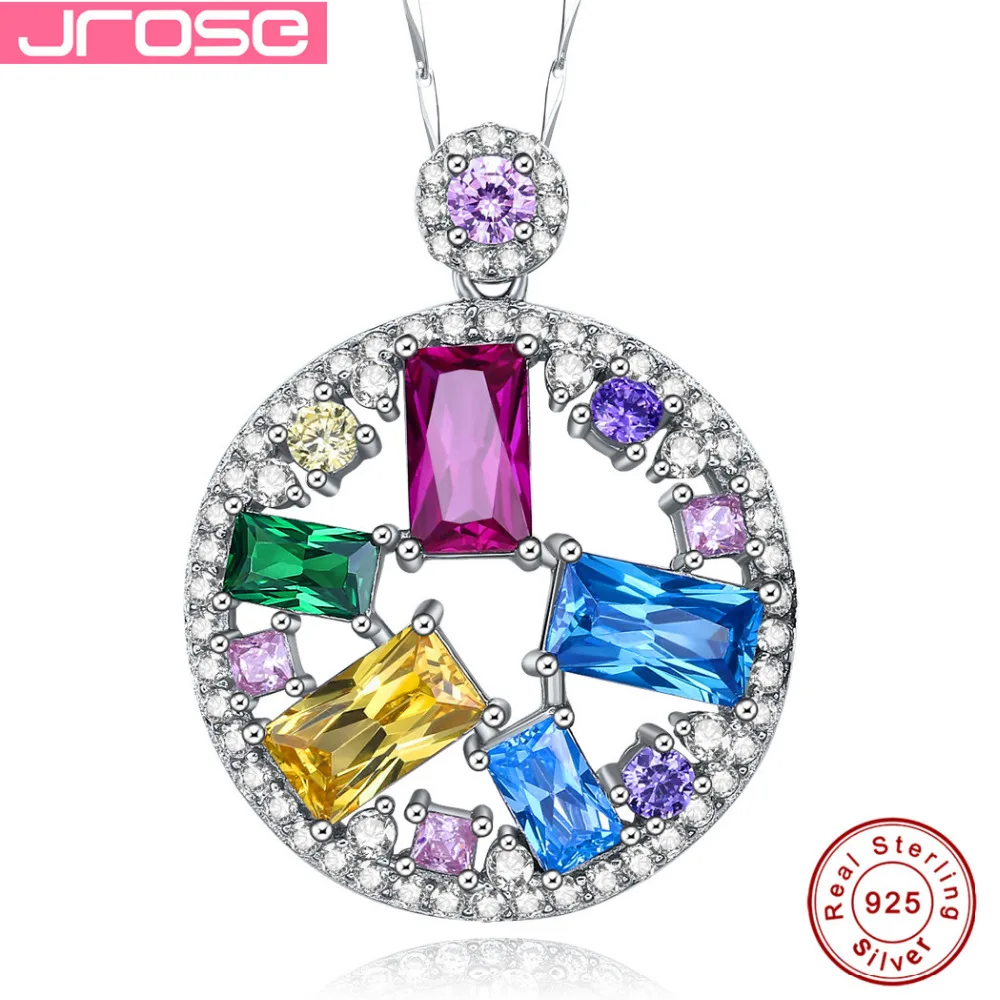 Jrose ювелирные изделия многоцветные AAA CZ 100% твердые 925 Серебро кулон для женщин