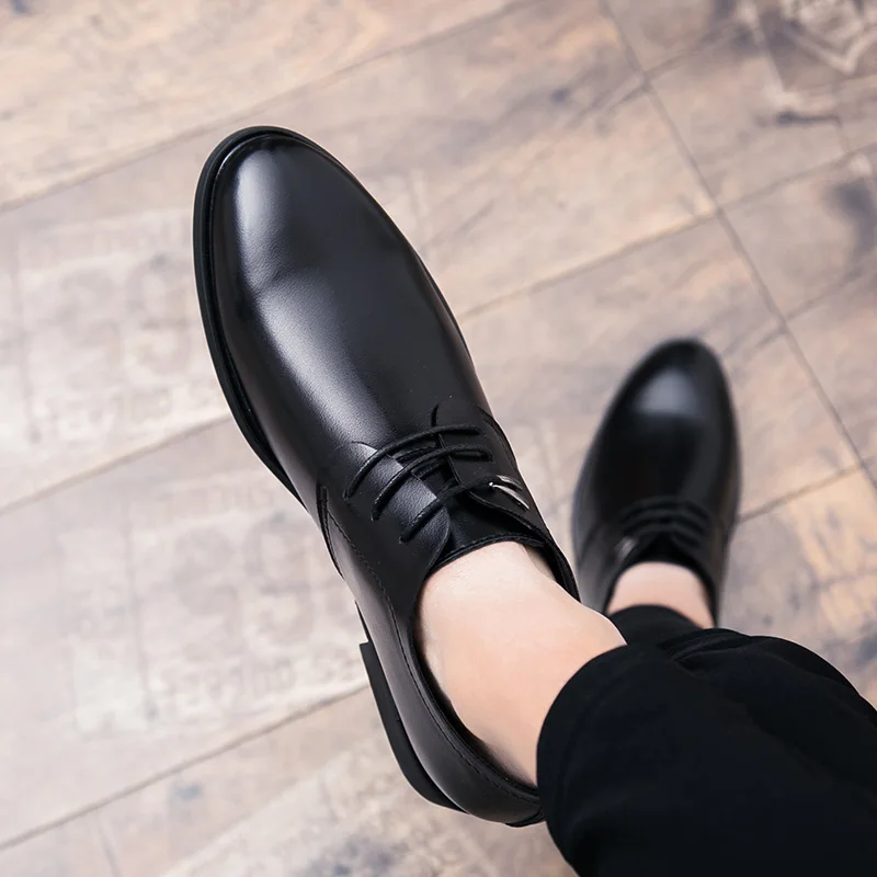 Men's Quality Leather Shoes Social Top Head Autumn Office lace up Soft Man Dress business wedding party l5 | Обувь
