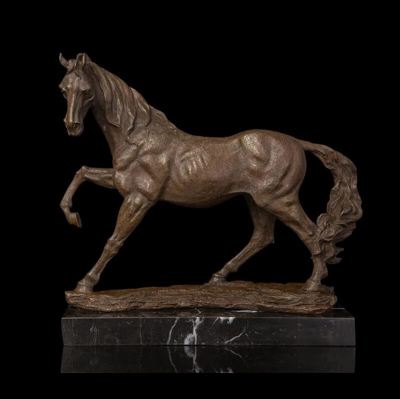 34 CM Western Art Deco Pure Bronze Marble Fine Horse Equine Ornament Sculpture | Дом и сад