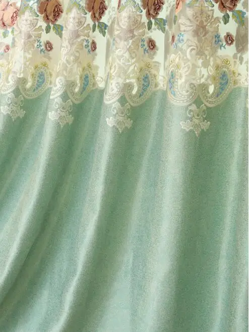 Green Curtains Домашний декор, высокое качество, зеленая вышитая роскошная вилла, цветочные занавески на окно для гостиной, спальни, балдахин, занавески - Цвет: Green Curtains