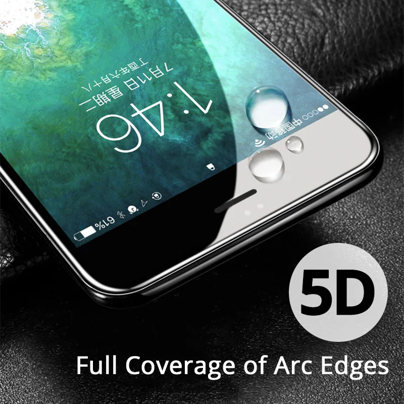 Закаленное стекло 5D для iPhone 6 6s Plus закругленный край полное покрытие Защитная