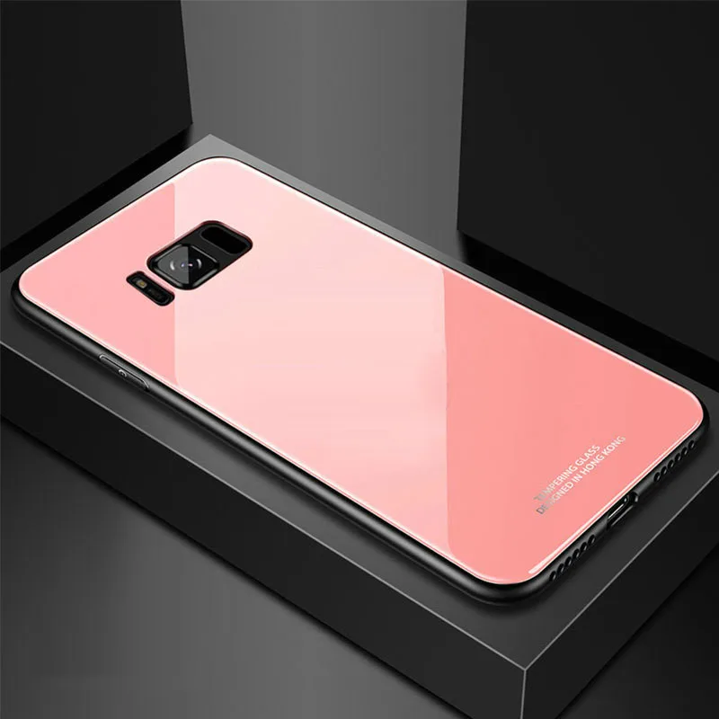 pink Yuetuo роскошный зеркальный чехол из твердого стекла для samsung galaxy note 8 9 note8 note9 etui funda силиконовый чехол для телефона - Цвет: pink