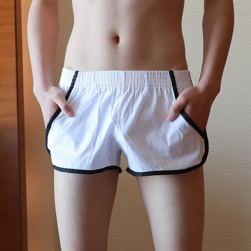 Мужские трусы-боксеры шорты из чистого хлопка с низкой талией и двойной сумкой