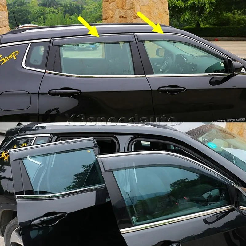 Для Jeep Compass 2017 2020 оконный козырек ветровой отражатель защита от дождя и солнца Vent 4