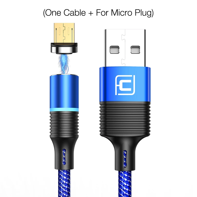 blue for Micro Магнитный кабель Cafele Micro usb type C, магнитное зарядное устройство 3A, быстрая зарядка для iPhone, huawei, Xiaomi, мобильный телефон, кабели, провод для передачи данных - Цвет: blue for Micro