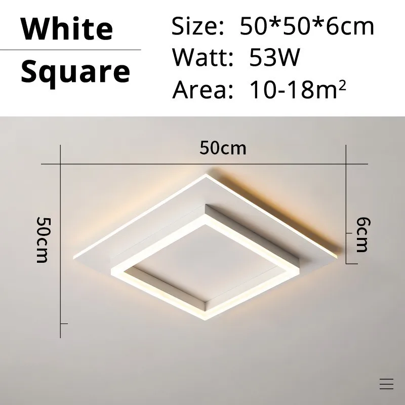 50cm square white Современный светодиодный светильник-Люстра для гостиной, спальни, черно-белая лампа с пультом дистанционного управления, для спальни, новое освещение, блеск, Lampadari - Цвет абажура: 50cm square white
