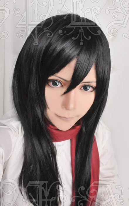 

Аниме Attack on Titan Mikasa · Ackerman, длинные черные термостойкие синтетические волосы для косплея, парик + шапка