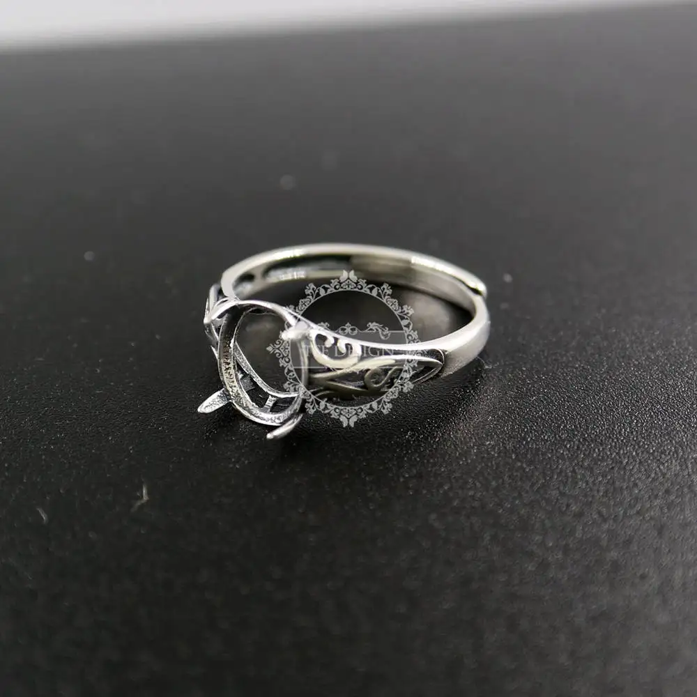 8x10MM oval prong setting 925 sterling silver ring bezel basic size diameter 18mm DIY adjustable 1223079 | Украшения и аксессуары