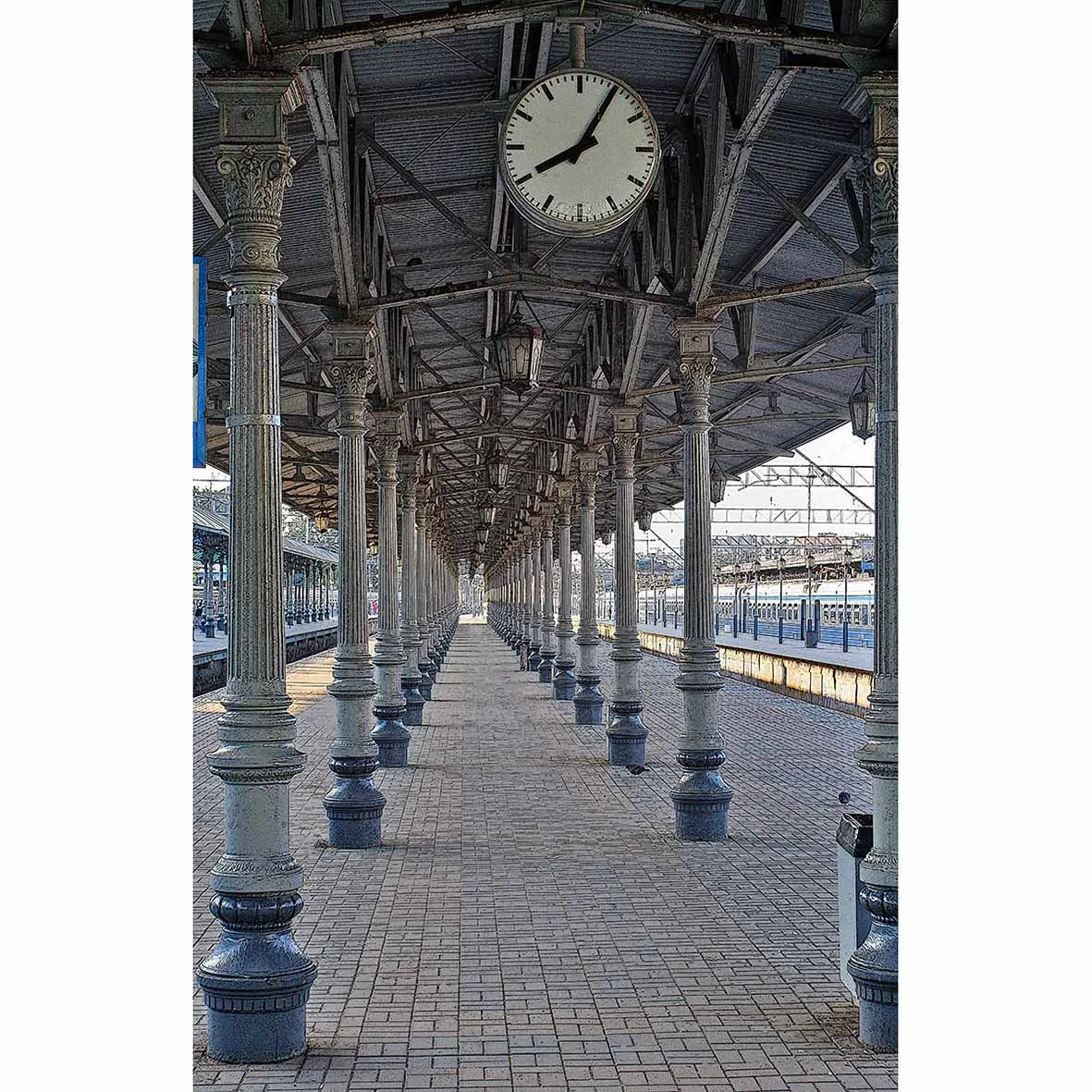 Фон для фотосъемки Allenjoy платформа часы кирпичный пол колонны фоны
