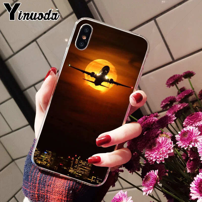 Yinuoda Airplane At The Sunrise Airplane мягкий чехол из ТПУ для телефона iPhone 6S 6plus 7 7plus 8 8Plus X Xs MAX 5 5S XR