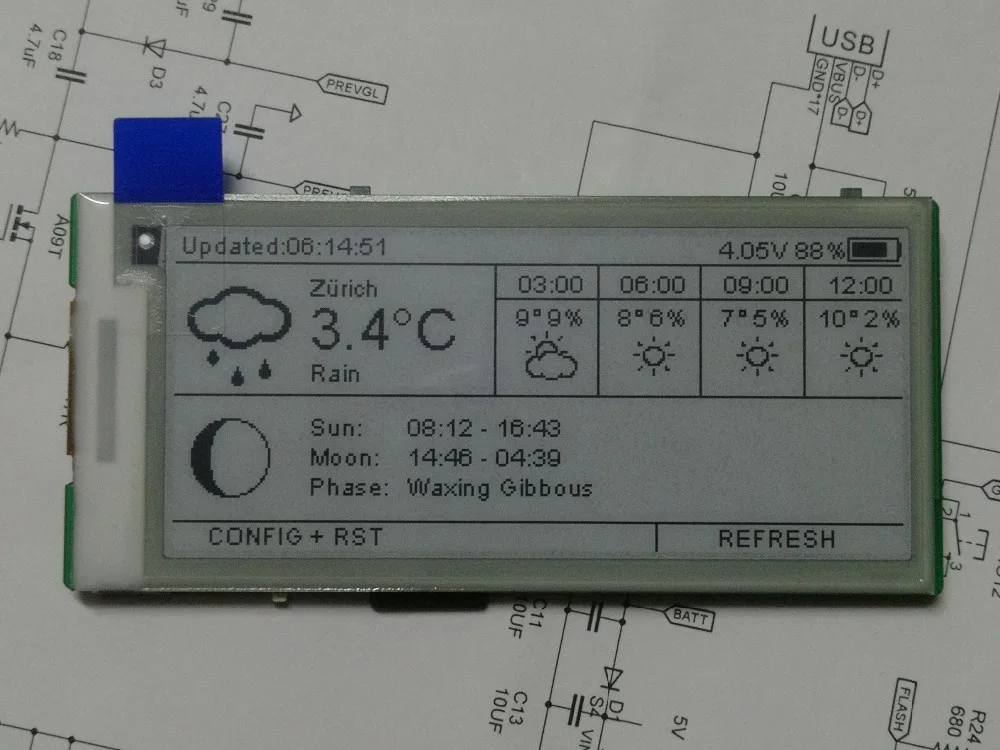 AZSMZ EPAPER 2 9 &quotмини дисплей Esp8266 WiFi EINK YahooApi с открытым исходным кодом gitub (espaper
