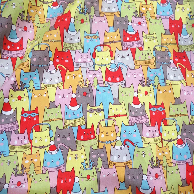Очаровательная красочная счастливая мультяшная кошка из 100% хлопчатобумажной