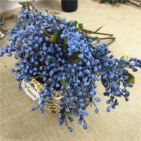 blue bean berry branch plastic fake plants berries for home garden wedding decoration diy wreath supplies faux flowers
