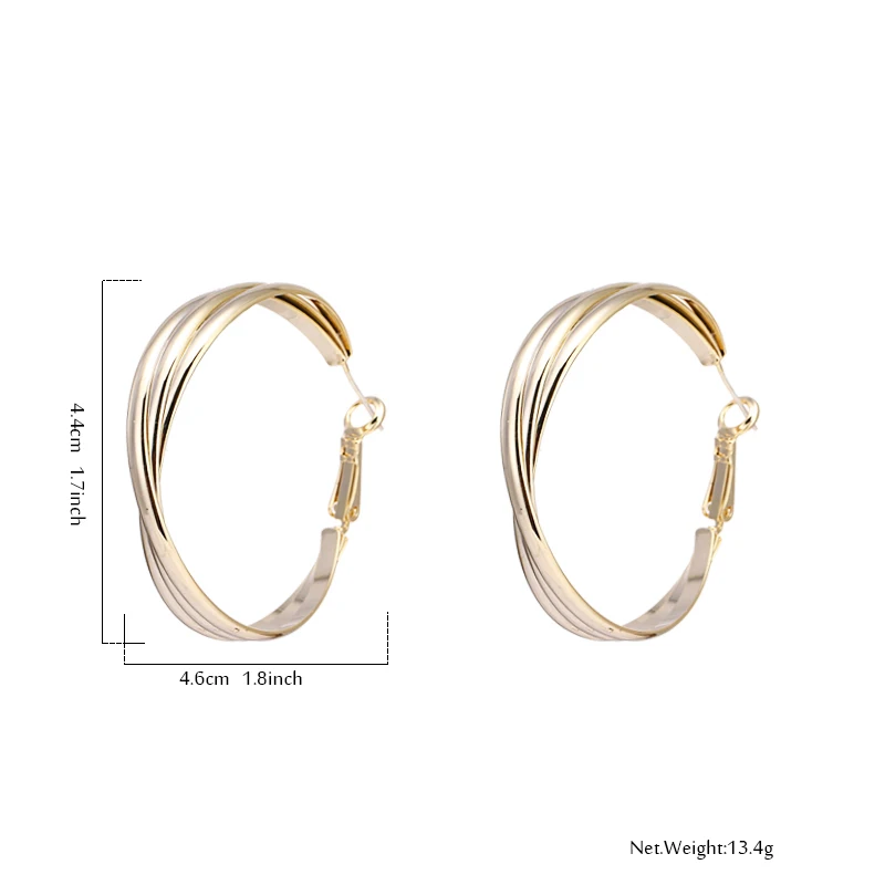 Yhpup New Trendy Personality Round Geometric Hoop Earrings Charm Copper Brand Hyperbole Brincos for Female Party Jewelry Gift