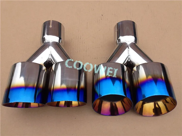 Выхлопная труба с двумя наконечниками универсальный глушитель из нержавеющей