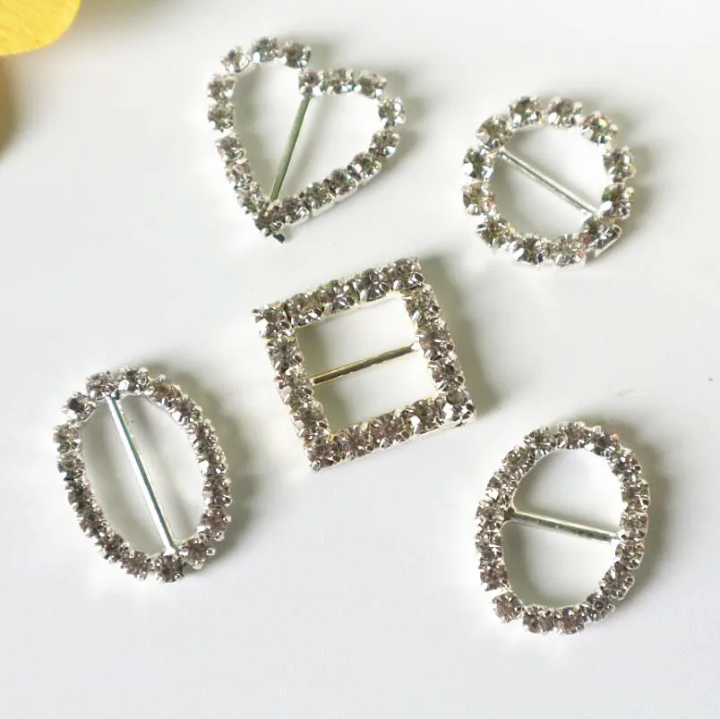 25 шт./лот блестящие металлические стразы пряжки ползунки для сумок прозрачные