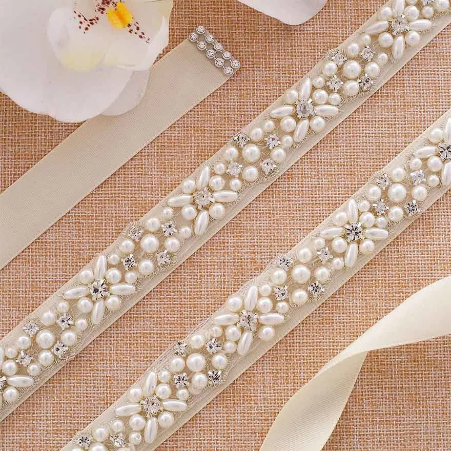 Ремень MOLANS с жемчужинами и цветочным узором со стразами для невесты свадебные