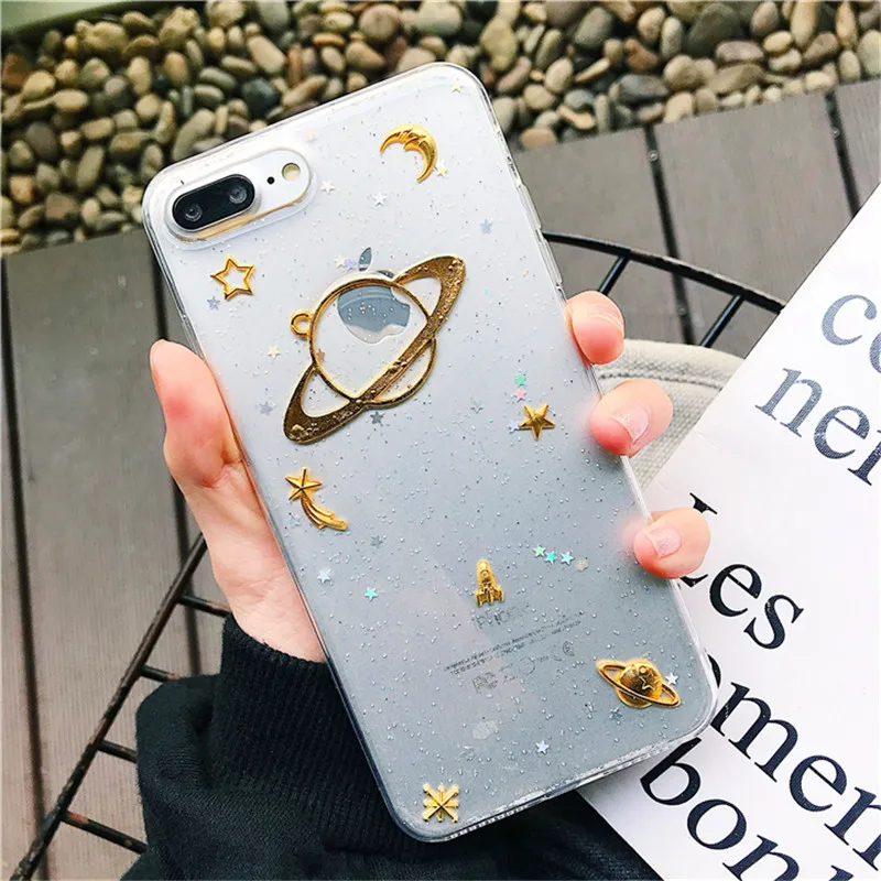 Милый мультфильм планета Луна Чехол для телефона iPhone 7 6 6S 8 плюс X XS MAX XR звездное