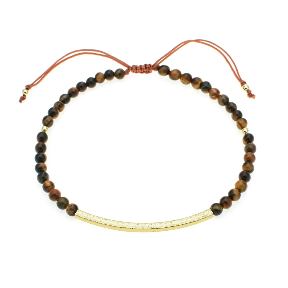 tiger eye ZMZY 3 мм бусы из бирюзы натуральный камень браслет богемский Шарм ювелирный браслет ручной работы браслеты для женщин аксессуары - Окраска металла: tiger eye