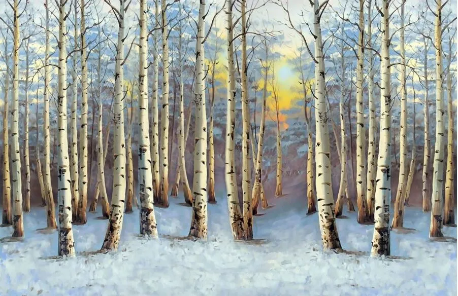Пользовательские 3D фрески пейзаж живопись poplar лес закат настенная бумага