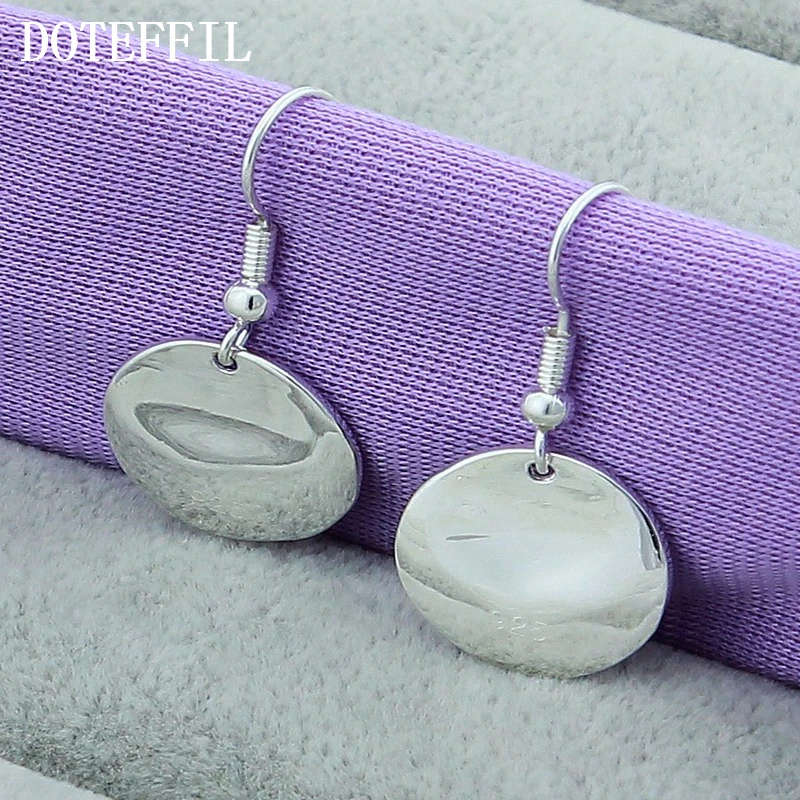 Женские гладкие круглые серьги подвески DOTEFFIL из серебра 925 пробы модные