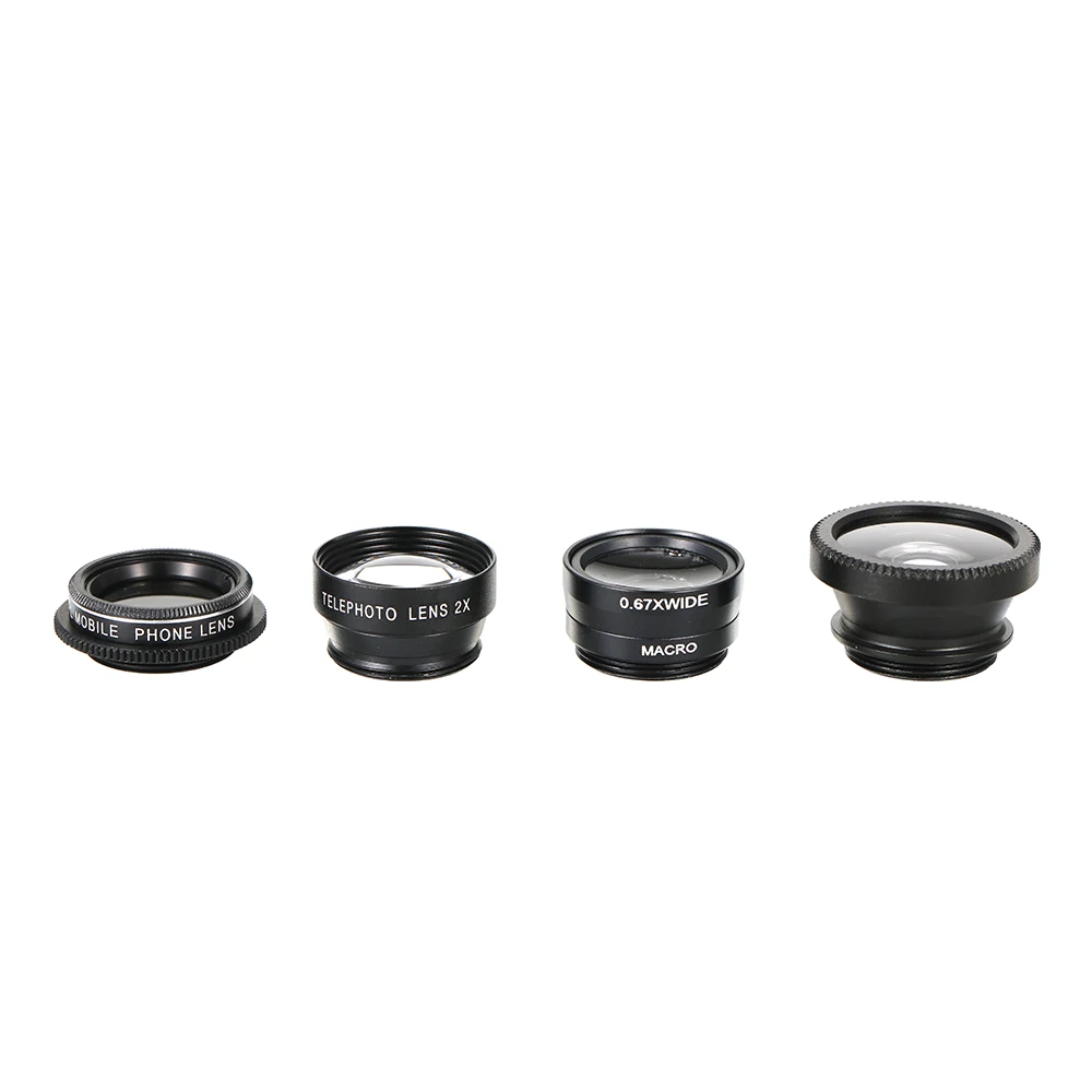 

5 in 1 Universal Mobile Phone Lens Detachable Clip-on Camera Lens Kit Fish Eye Wide Angle Macro 2X Teleconverter CPL Lens