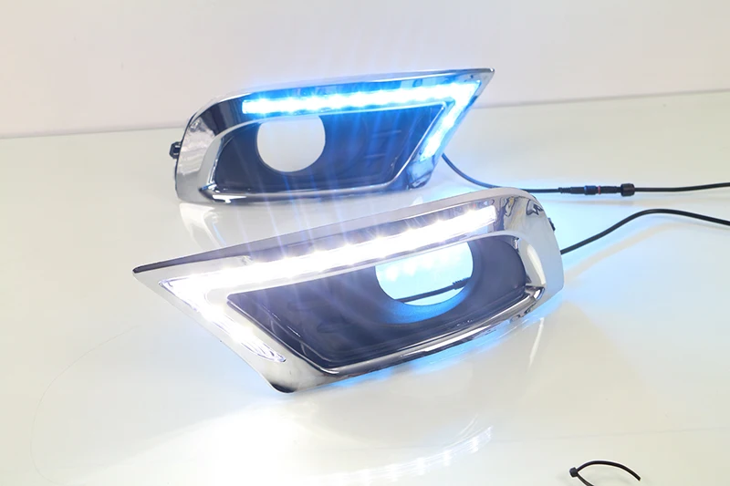 Автомобильный мигающий 1 пара светодиодный DRL дневные ходовые огни для Toyota Camry 2009 2010 2011 Противотуманные фары с желтым поворотным сигналом и синим