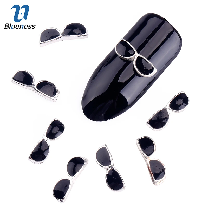 стразы для ногтей маникюр ногти10 Шт./лот Новые Черные Очки 3D Металл Nail Art