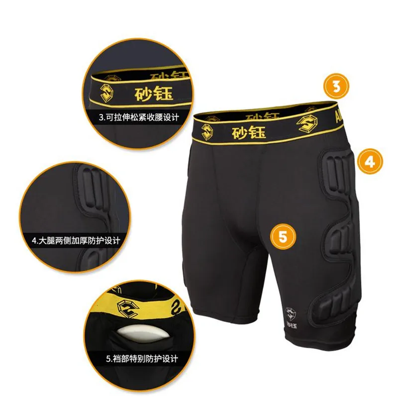 short with Jockstrap Спортивный защитный сгущенный механизм футбольного вратаря Джерси Брюки наколенники открытый локоть футбольный шлем мягкий протектор - Цвет: short with Jockstrap