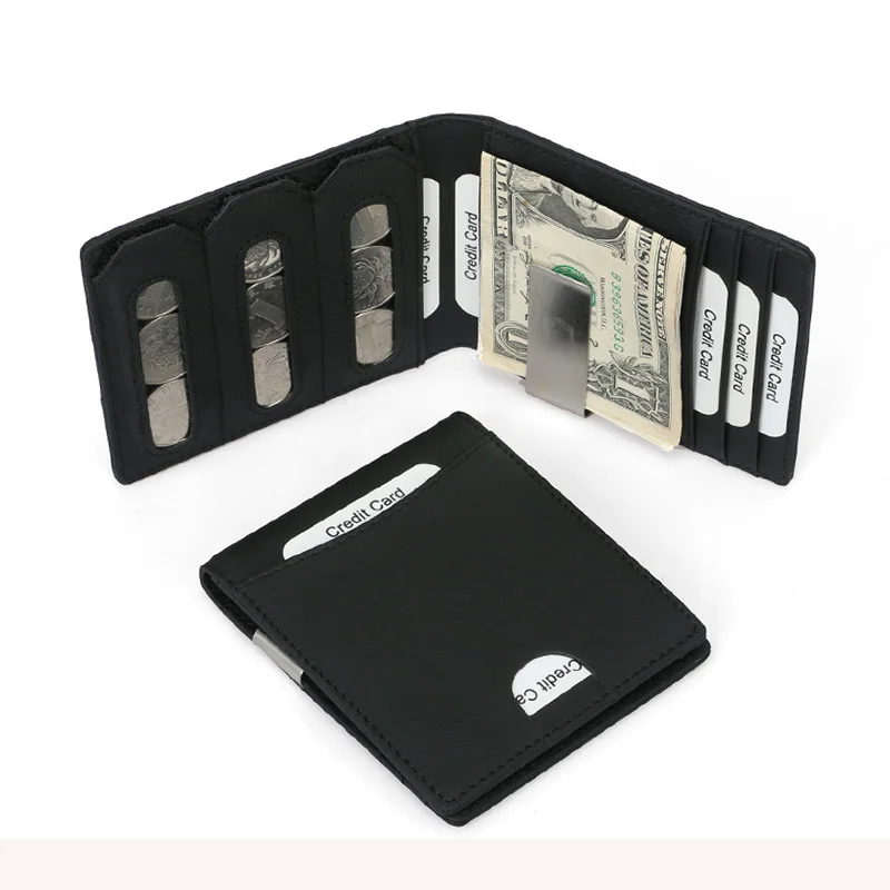 RFID кошелек с зажимом для денег из натуральной кожи, держатель для денег, передний карман для карт, органайзер для монет, Мужской зажим для денег